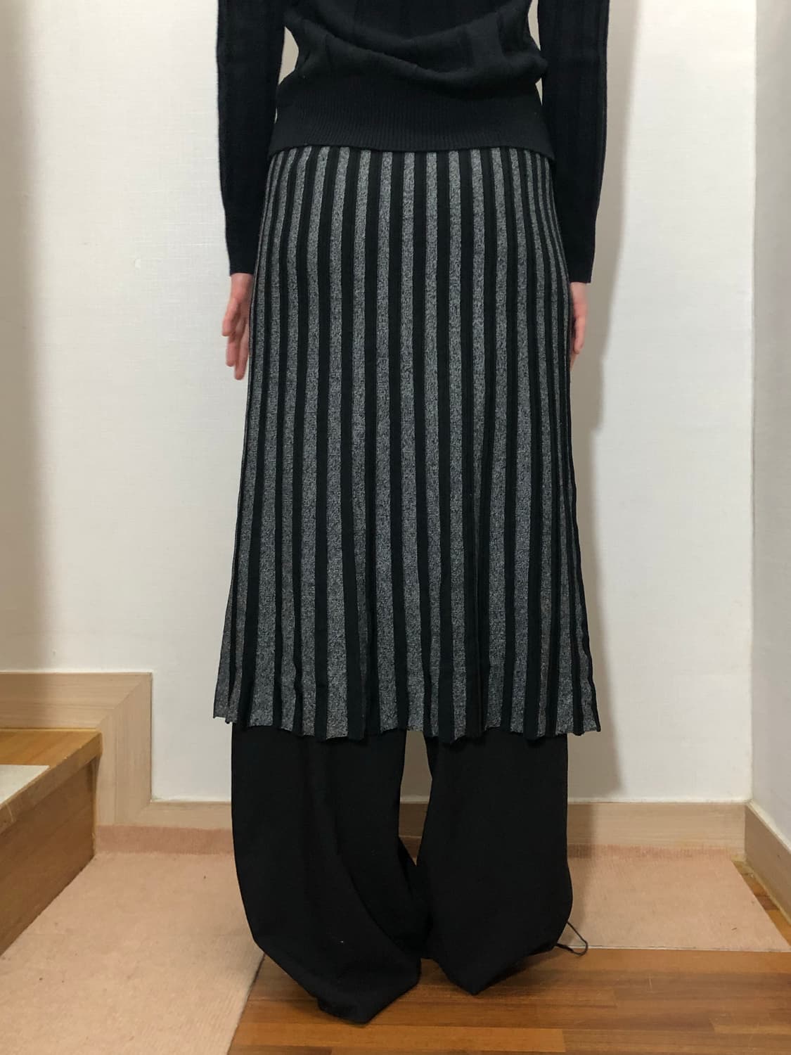 빈티지 블랙 스트라이프 스커트 상품이미지7