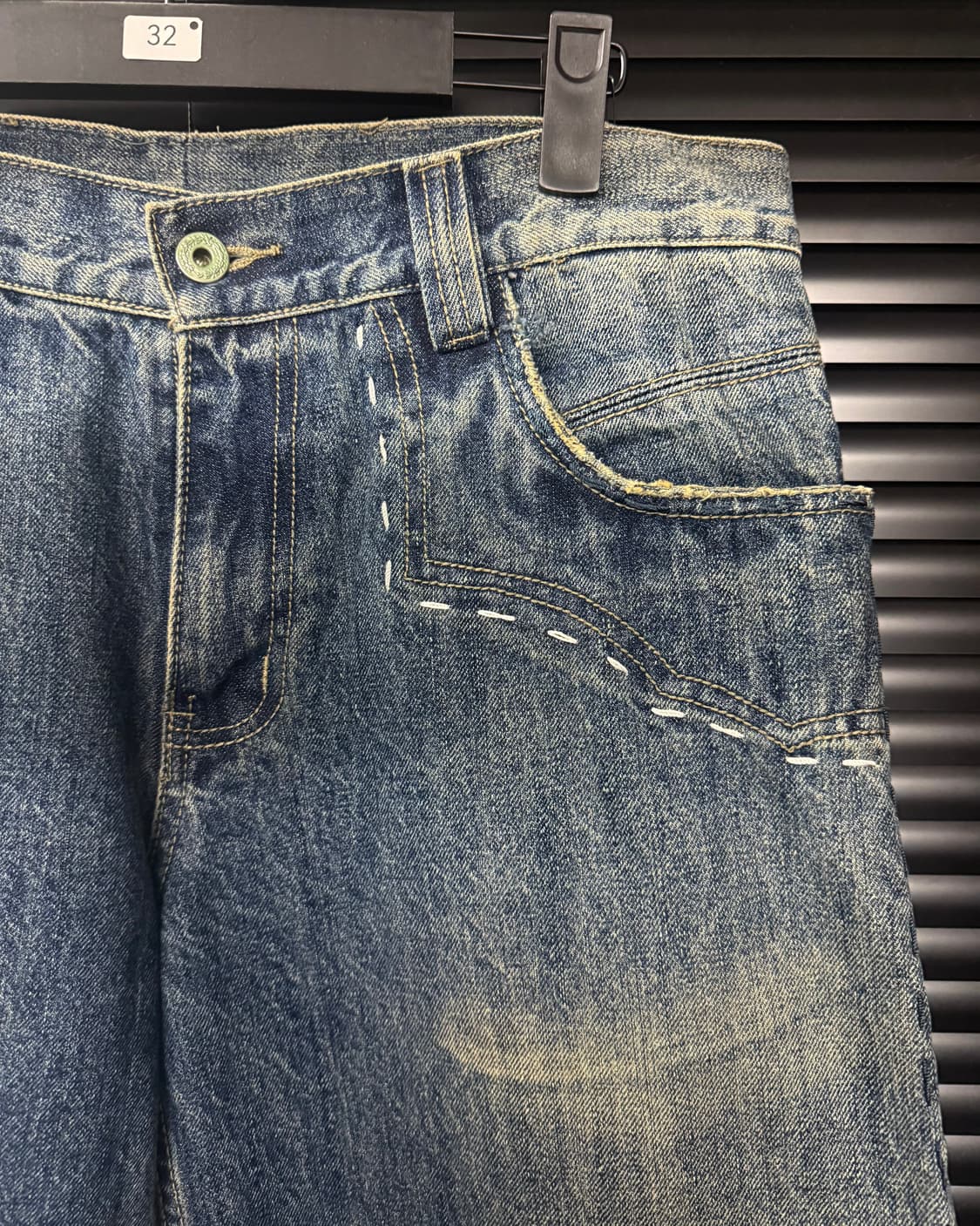 ANTIK DENIM 워싱 데님 웨스턴 에스닉 자수 포켓 반바지 32 상품이미지3