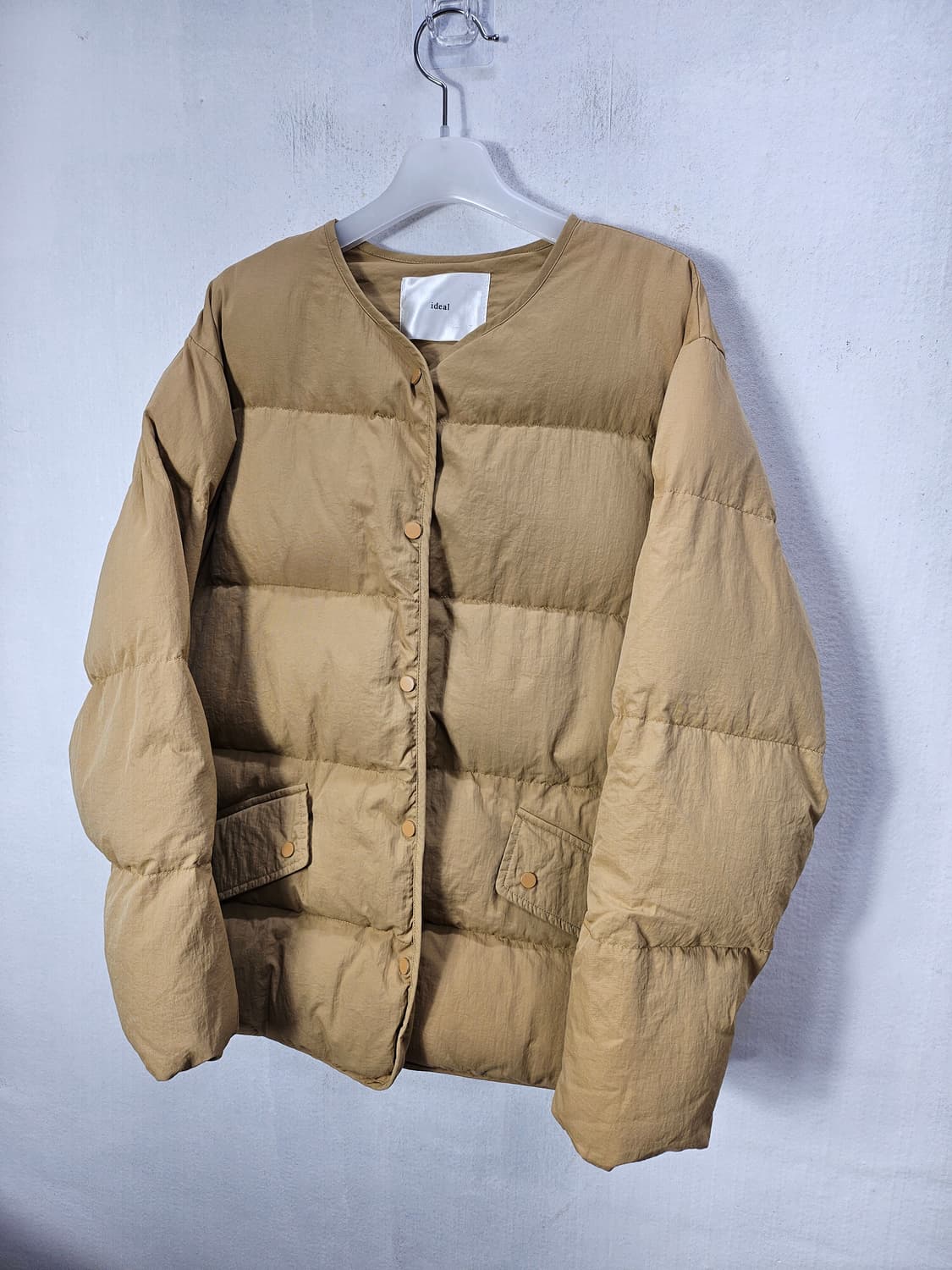 아이디얼 카멜브라운 포켓 숏패딩 77-88 새제품급 상품이미지2