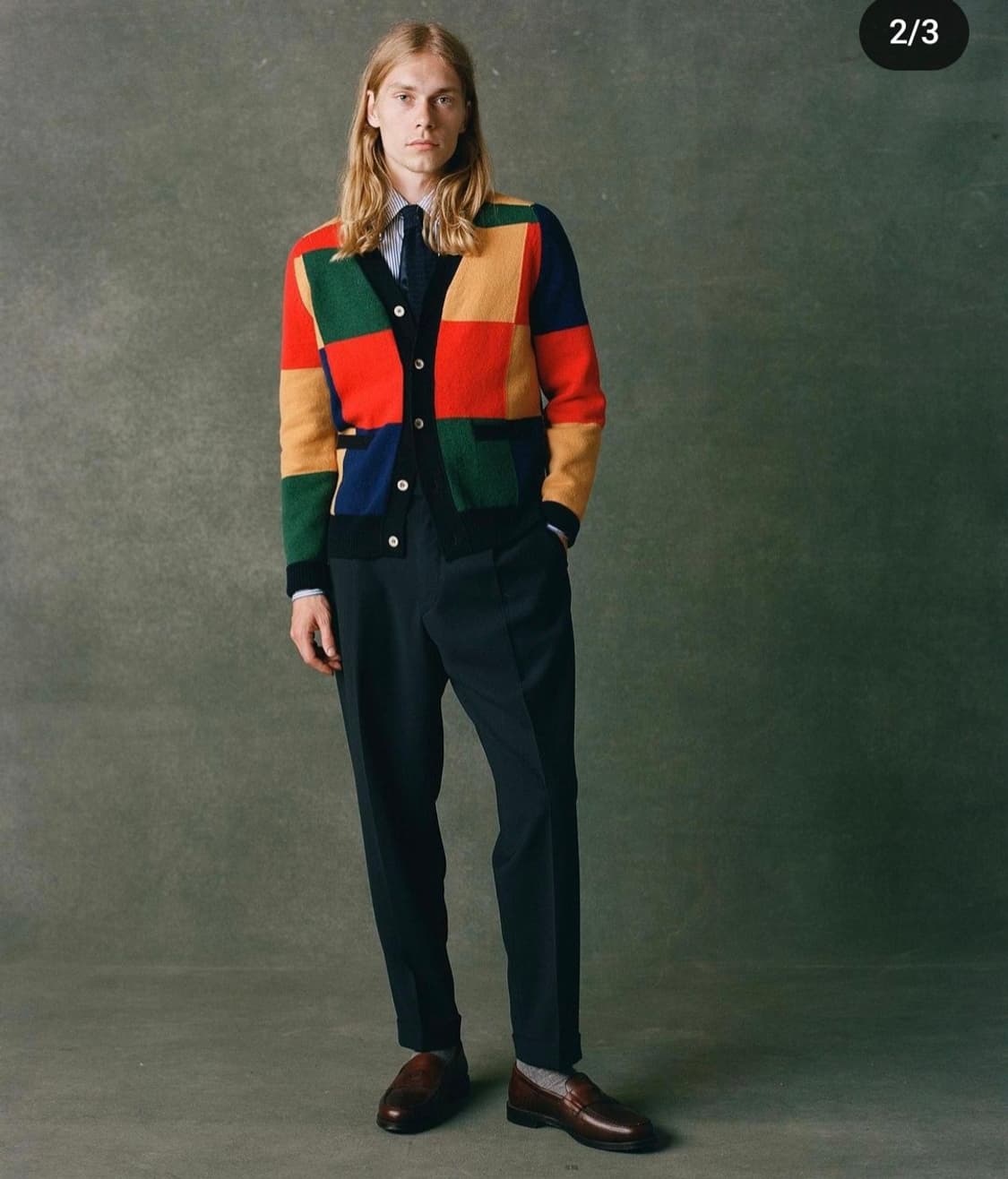 드레익스 멀티 패치워크 램스울 가디건 L 사이즈 상품이미지2