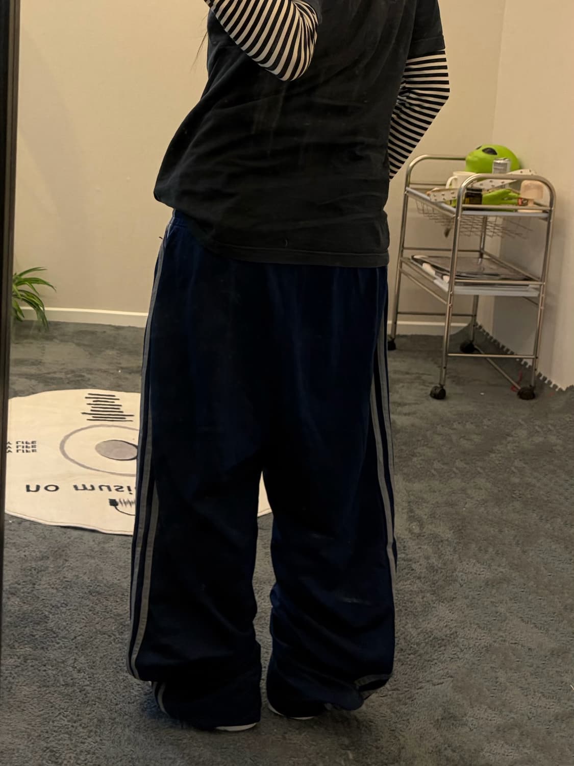 90s ADIDAS 구파이어버드 네이비&그레이 져지 트랙팬츠 상품이미지3