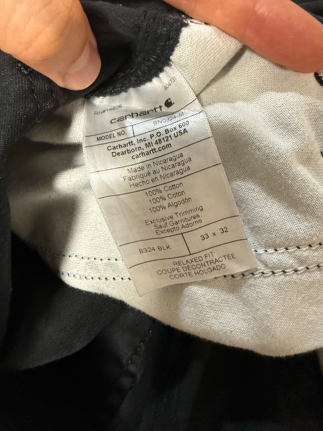 칼하트 싱글니 팬츠 블랙 33*32 상품이미지4