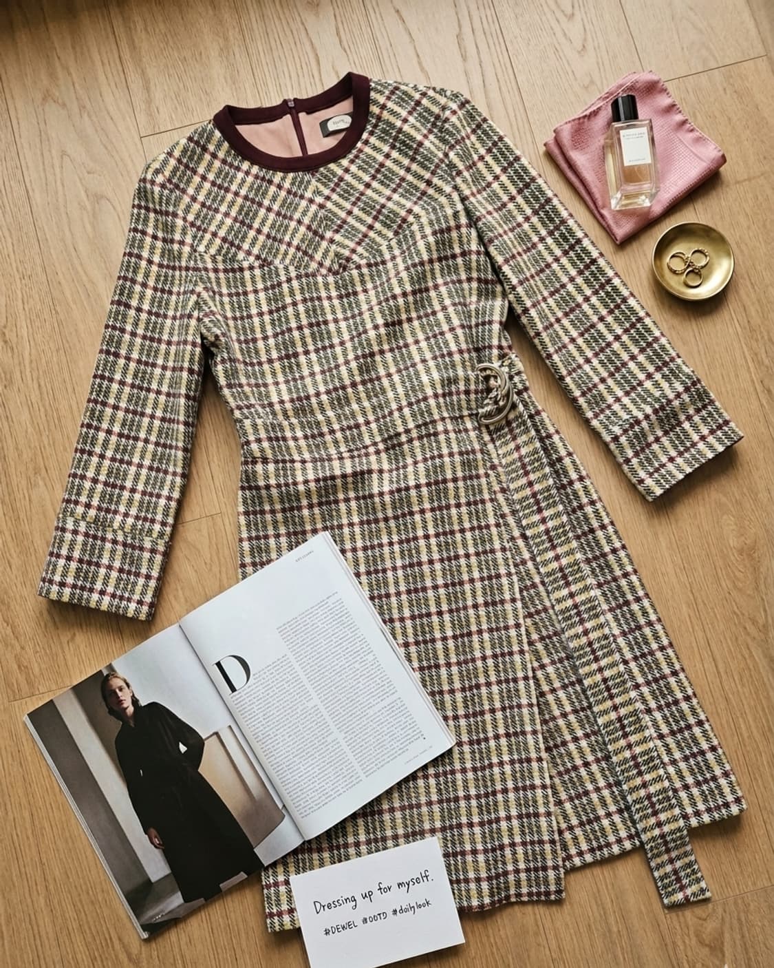 [DEWL] 새상품듀엘 체크 트위드 랩 원피스 (55사이즈) 상품이미지1