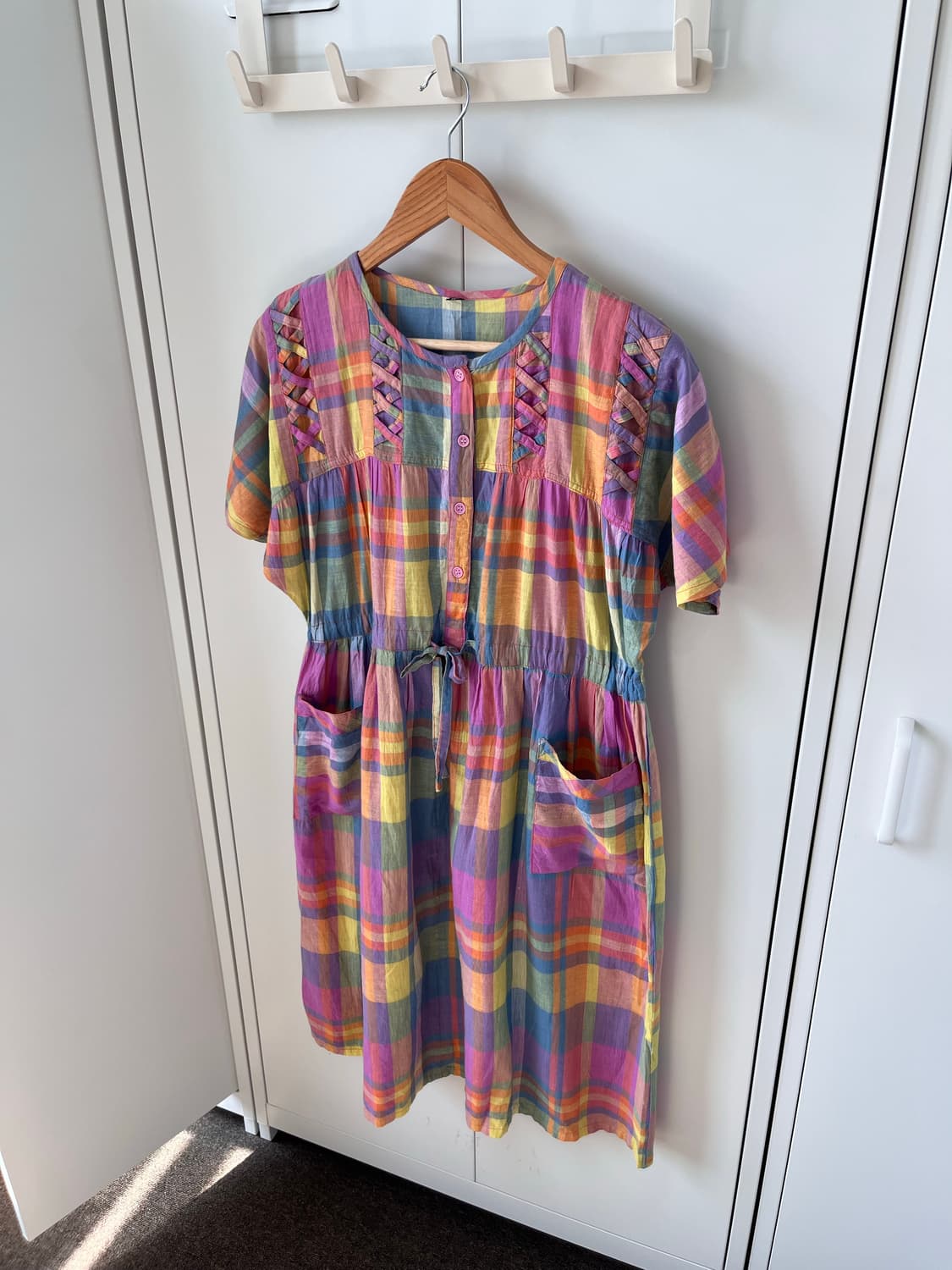 Vintage 무지개 체크 패턴 하구미 원피스 상품이미지8