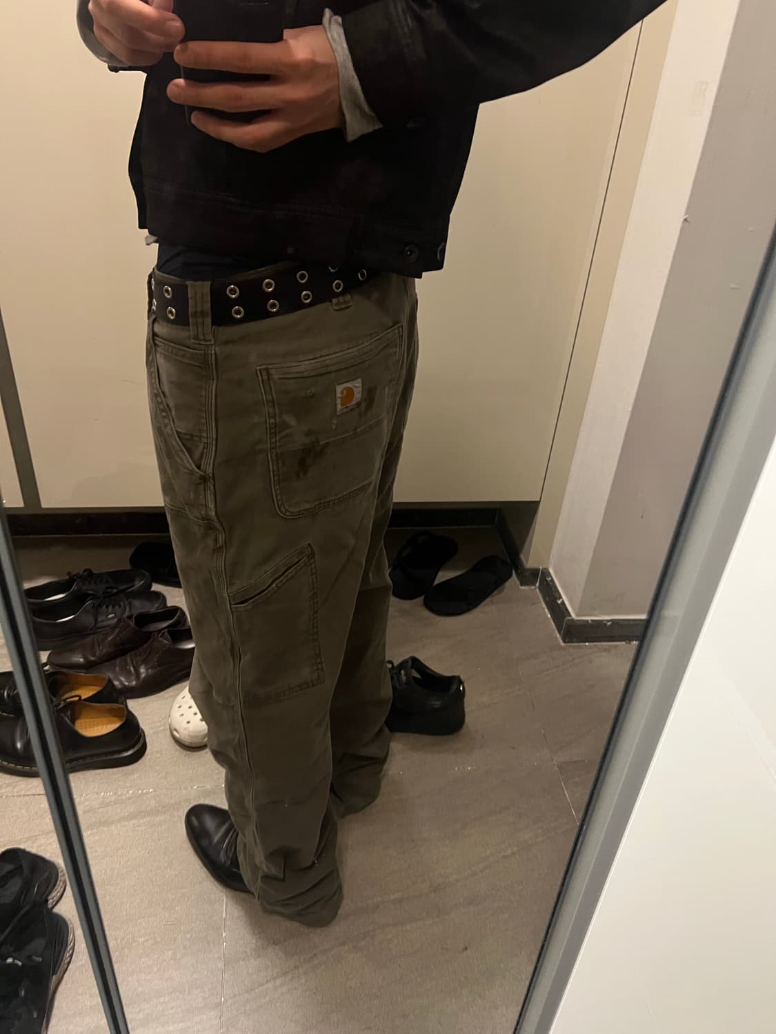 칼하트 OG 모스그린 워크 더블니 상품이미지2