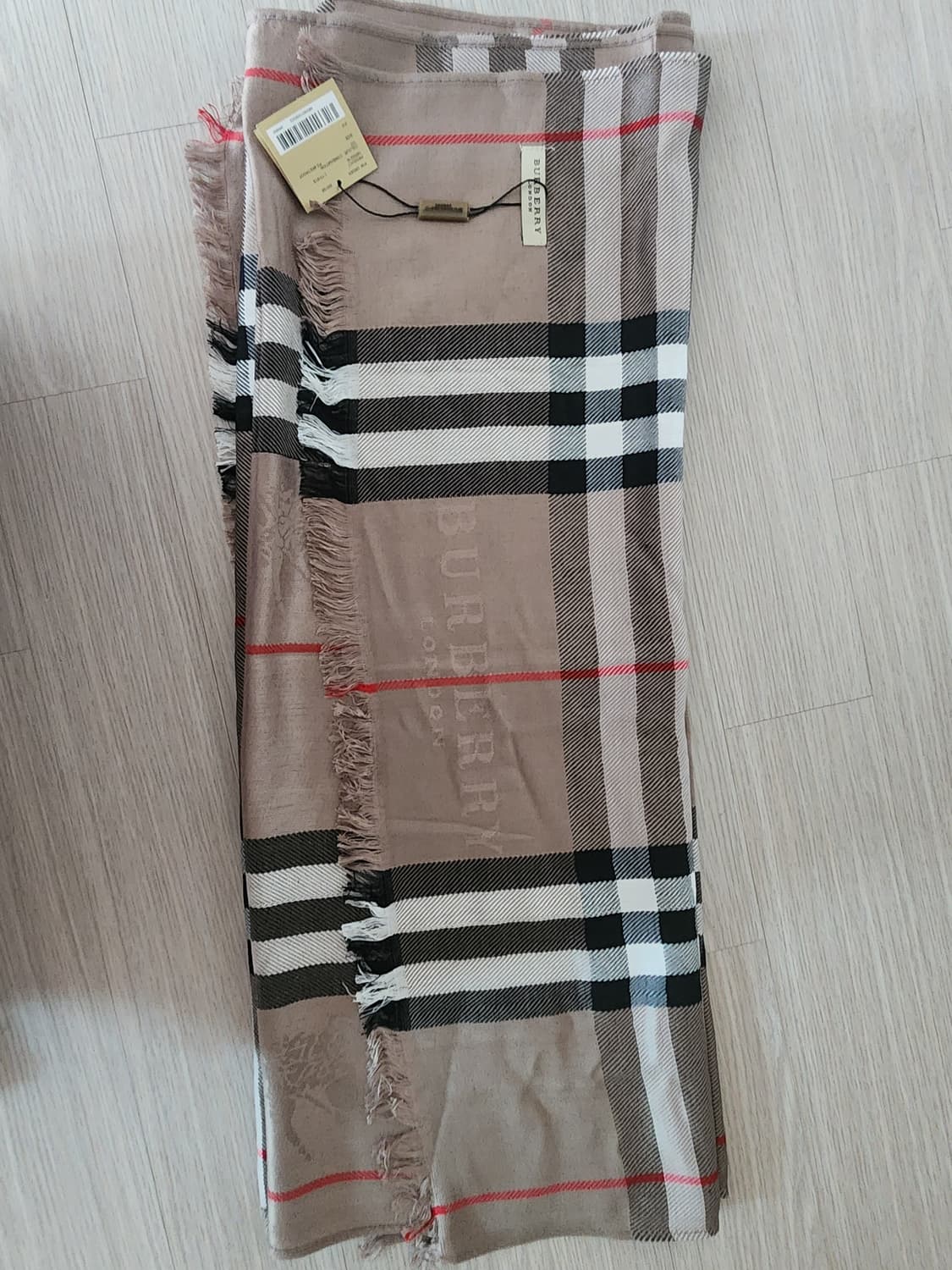 베이지 체크 머플러 상품이미지3