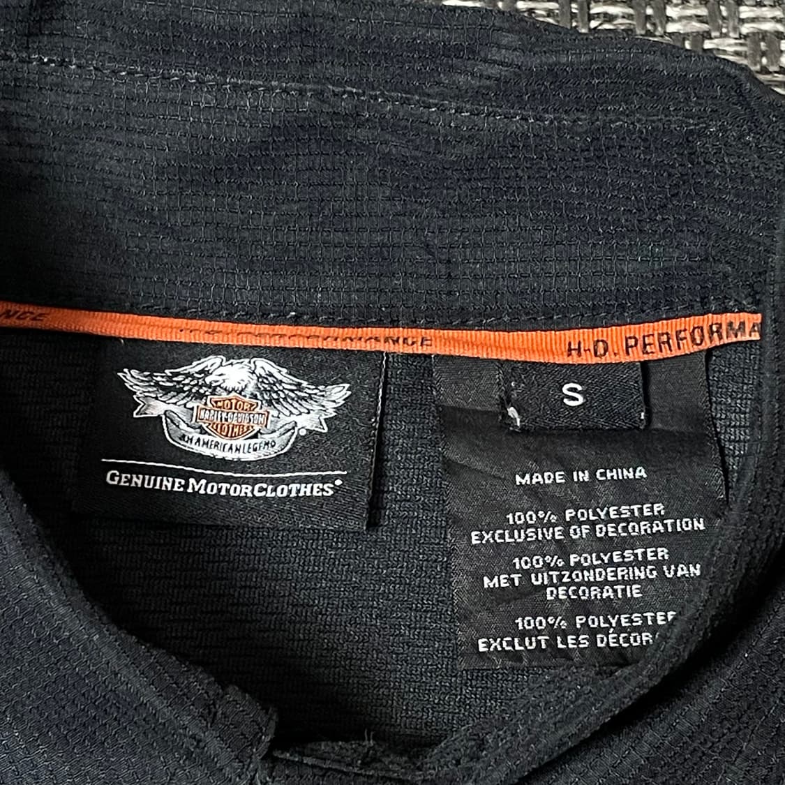 할리데이비슨 블랙 폴리 지퍼 투포켓 오렌지라인 반팔 셔츠 S 상품이미지4