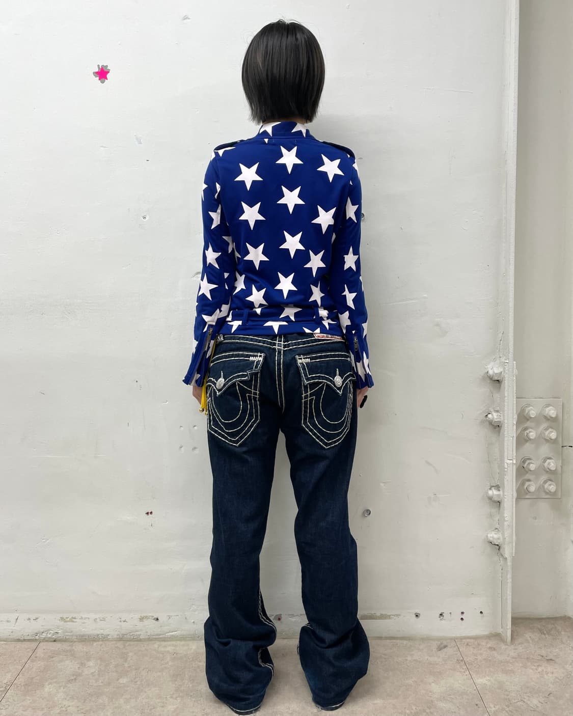 Retro White Star Blue Rider Jacket 상품이미지6