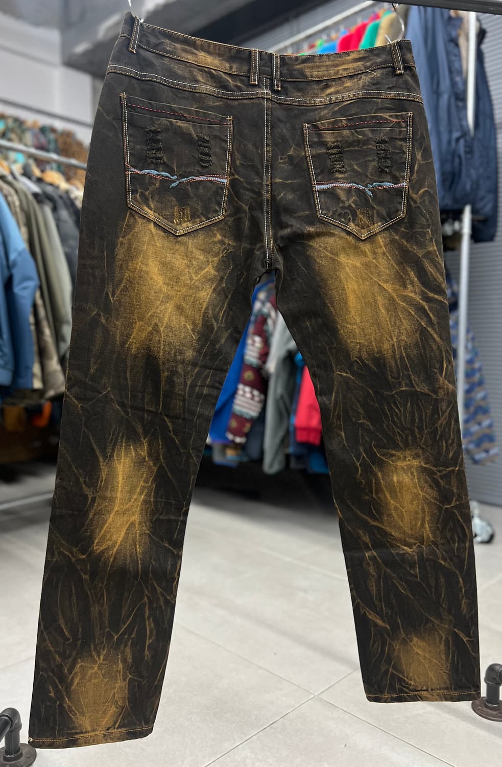 다크브라운 패치워크 데님진 상품이미지3