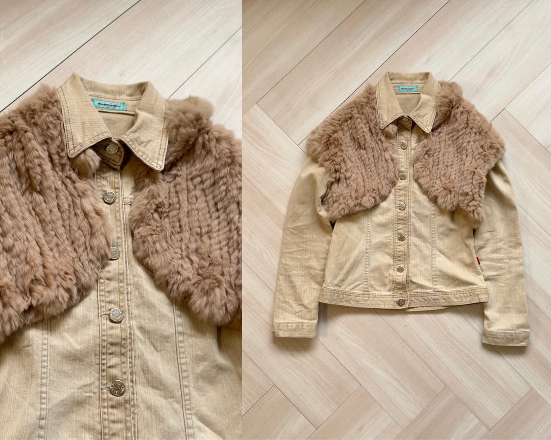 [Something] Beige Denim Jacket 상품이미지1