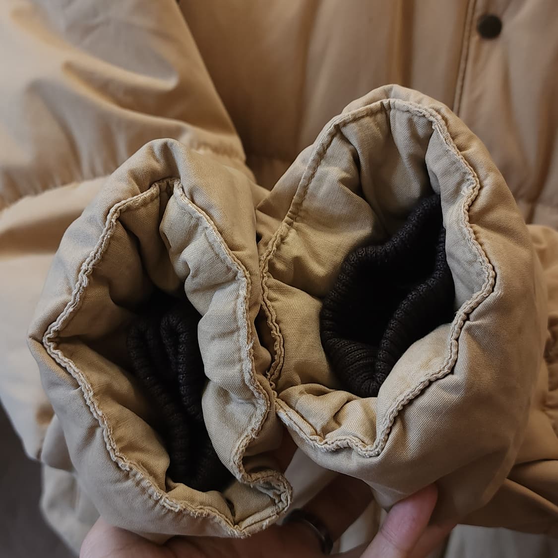 폴로 다운 패딩 웨스턴 가죽 패딩 푸퍼 다운 봄버 L 상품이미지7