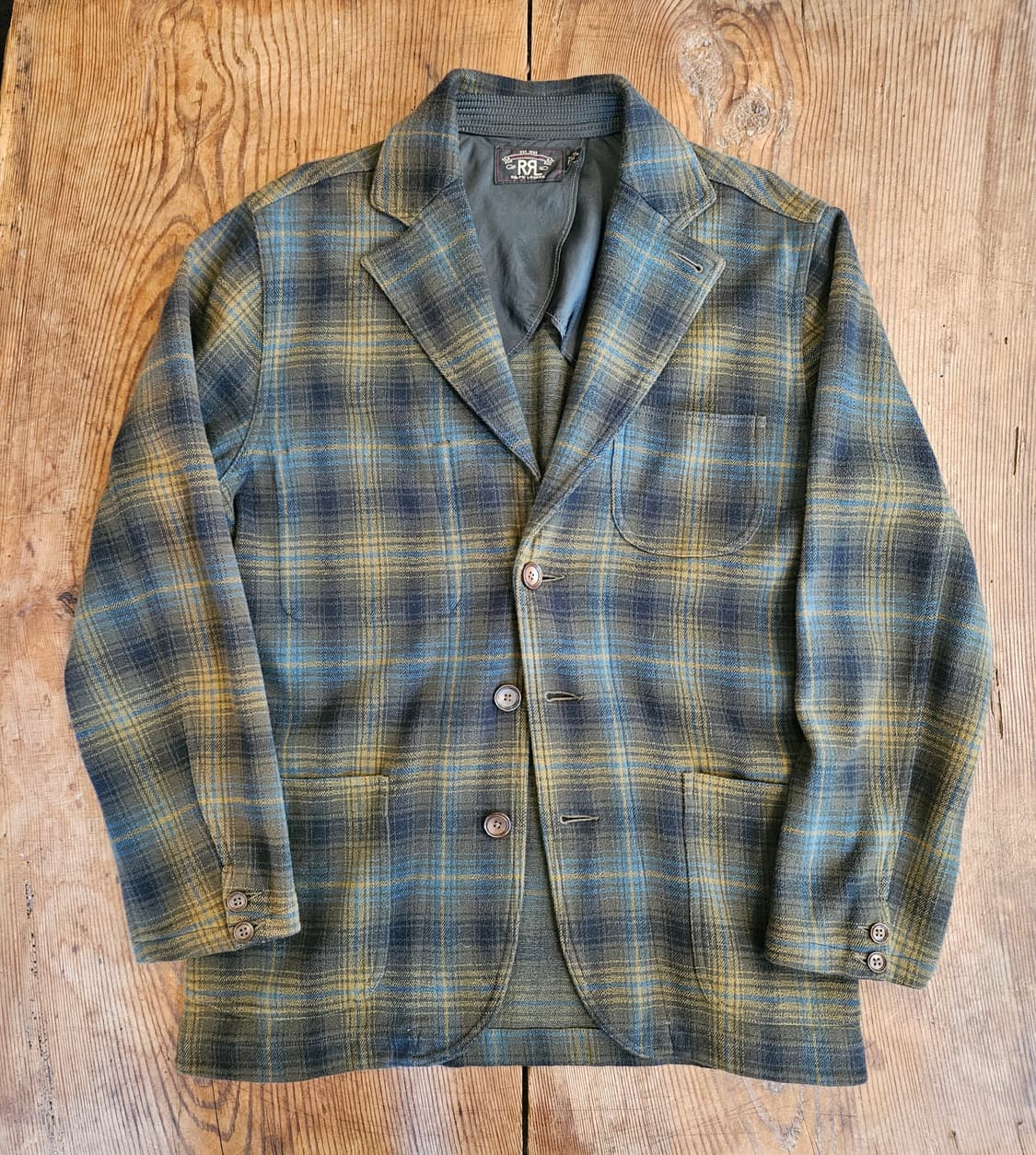 더블알엘 코튼울 체크 자켓 상품이미지1