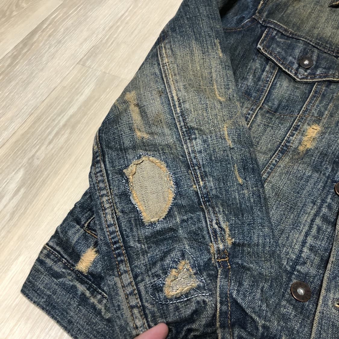 (L) 아베크롬비 에즈라피치 EZRA FITCH 하드 워싱 데님 청자켓 상품이미지7