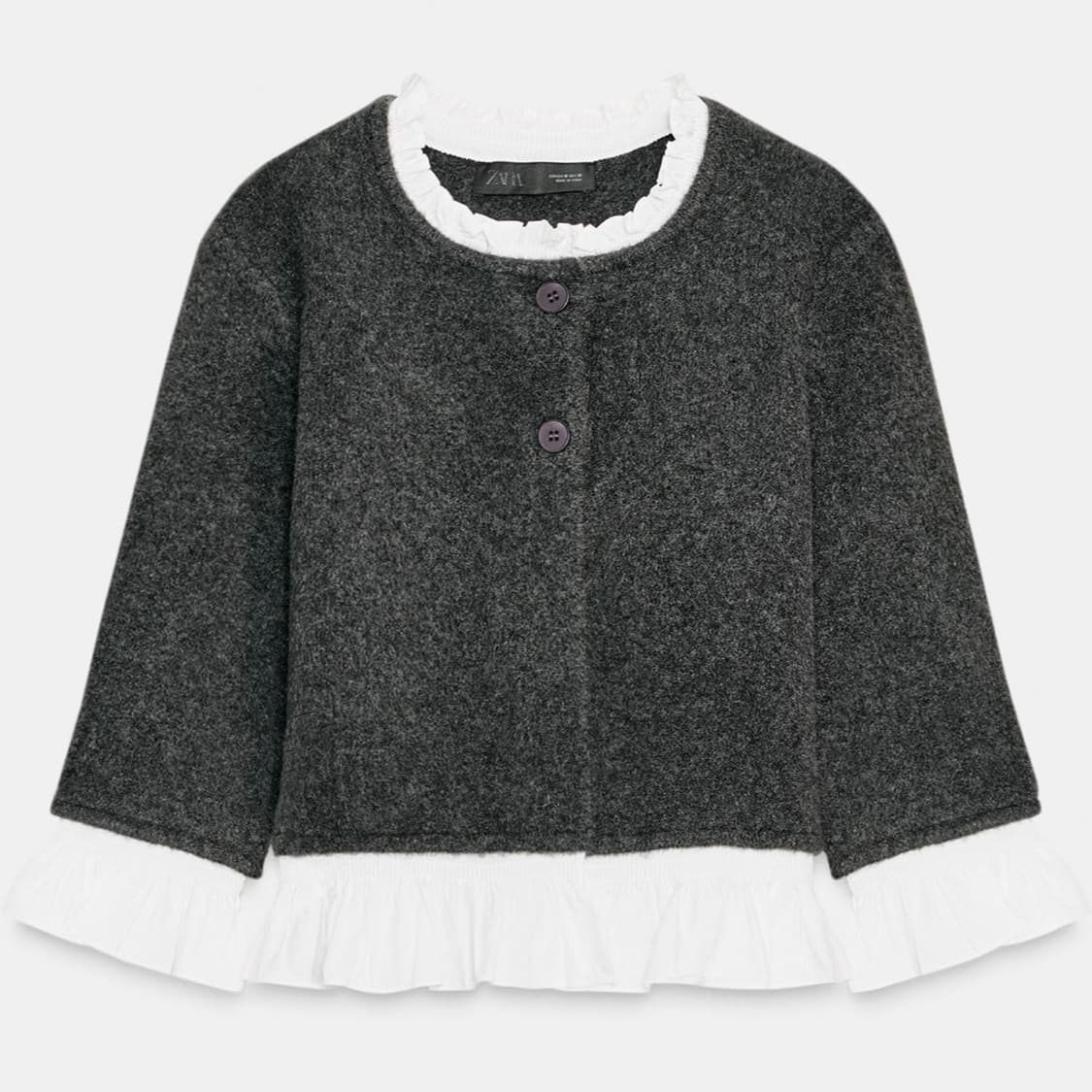 자라 포플린 콤비 니트 재킷 L 상품이미지3