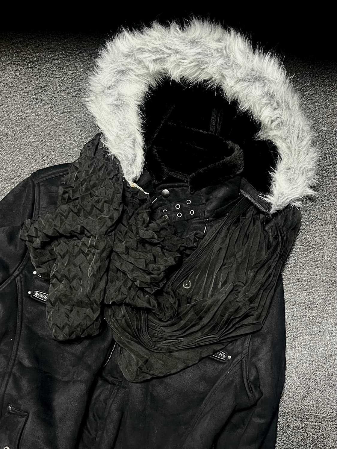 Punk black shirring scarf 상품이미지1