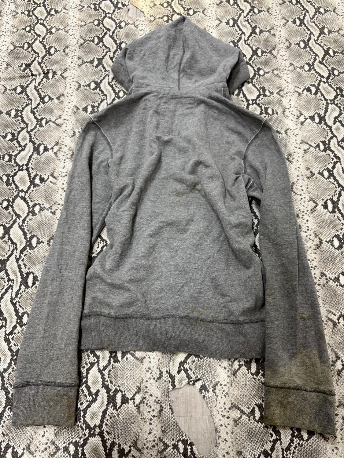 “Vintage”Y2K Print Grey Hooded Zip Up 상품이미지10