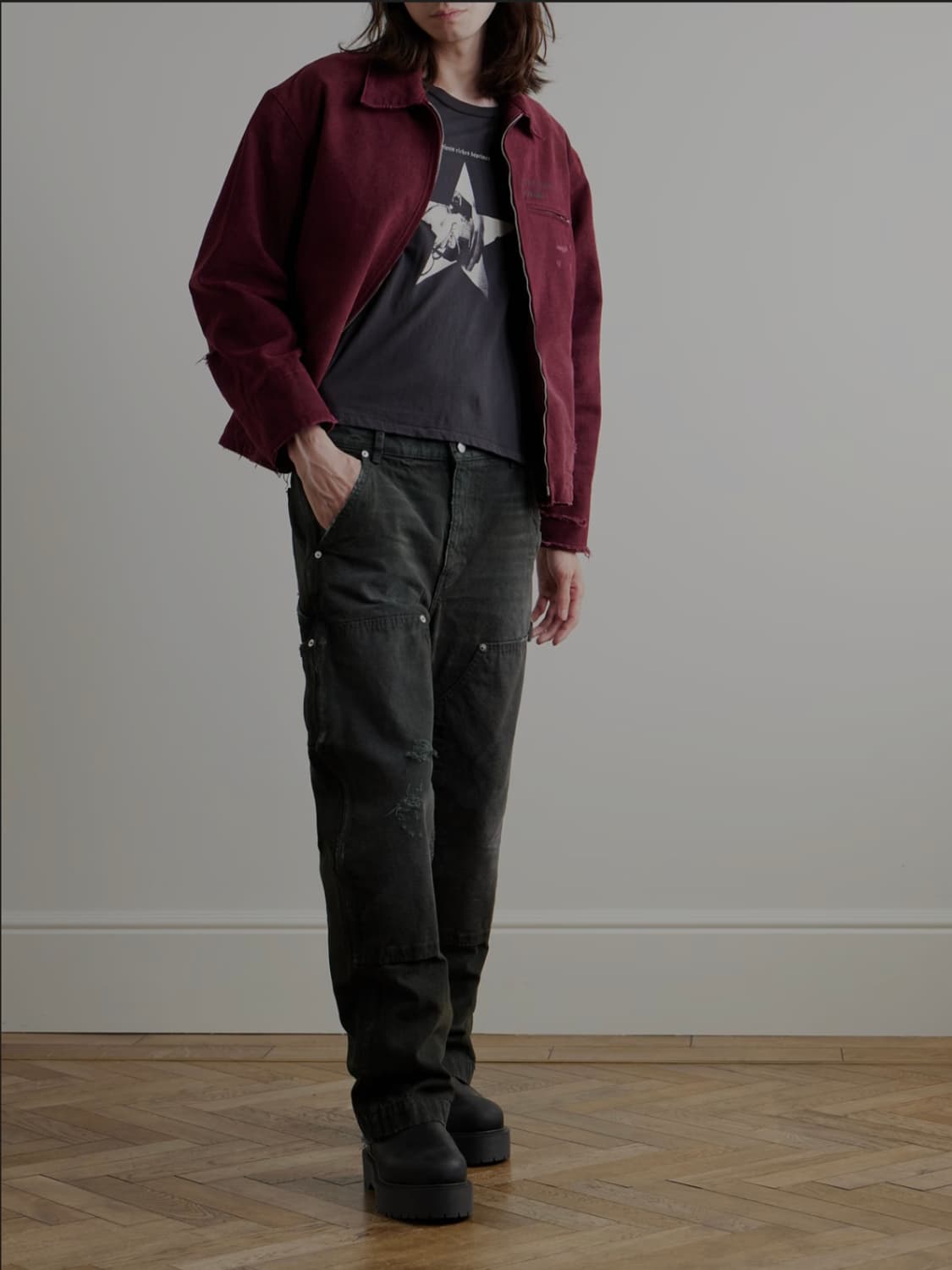 앙팡리쉬데프리메 ERD 스트레이트 디스트레스 더블니 카펜터 31 사이즈 상품이미지2