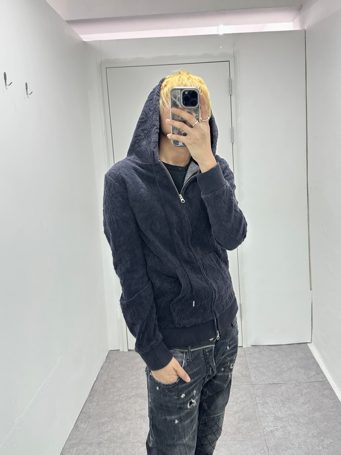 ABAHOUSE 2 way velvet grunge hood zip 상품이미지1