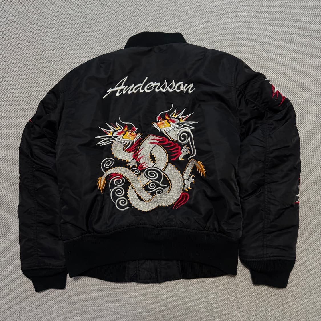 Schott 쇼트 x 앤더슨벨 용 자수 ma-1 자켓 상품이미지4