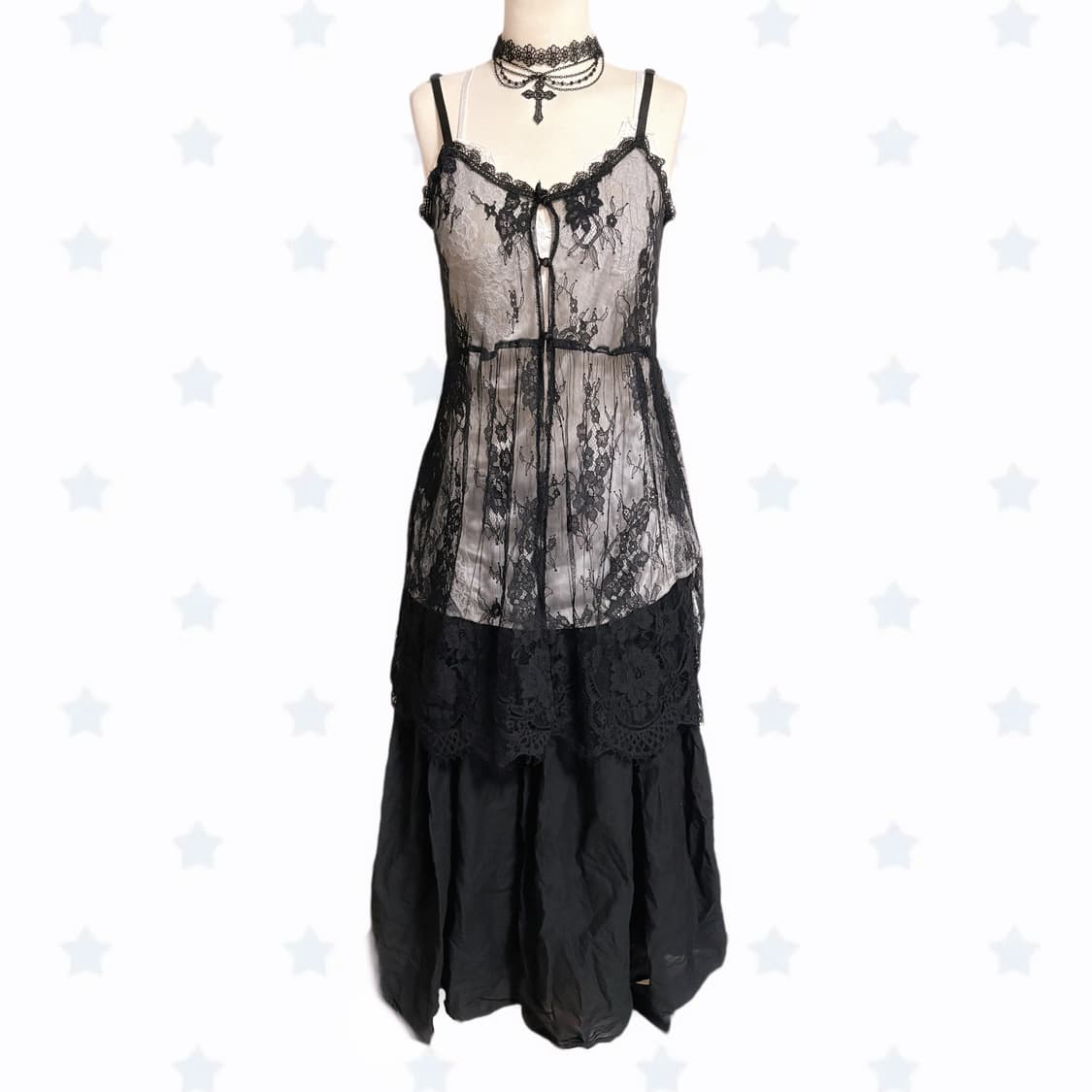 빈티지크루 쿠앤크 생화이트 블랙 페어리 을지로 엑시즈팜 레이어드 코디 상품이미지4