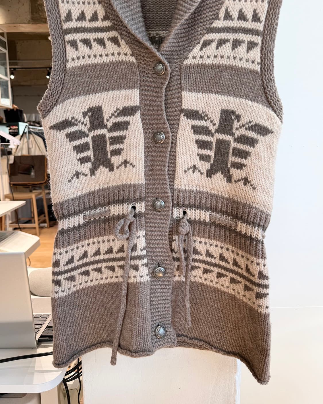 vtg 베이지 코위찬 니트 베스트 상품이미지6