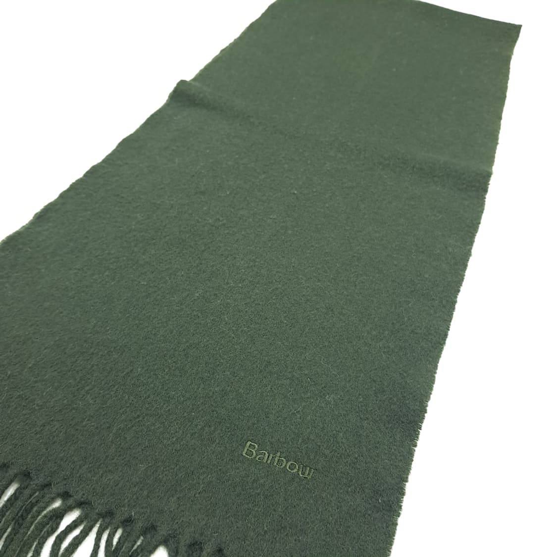 MX246 바버 다크그린 자수 램스울 목도리 머플러 상품이미지2