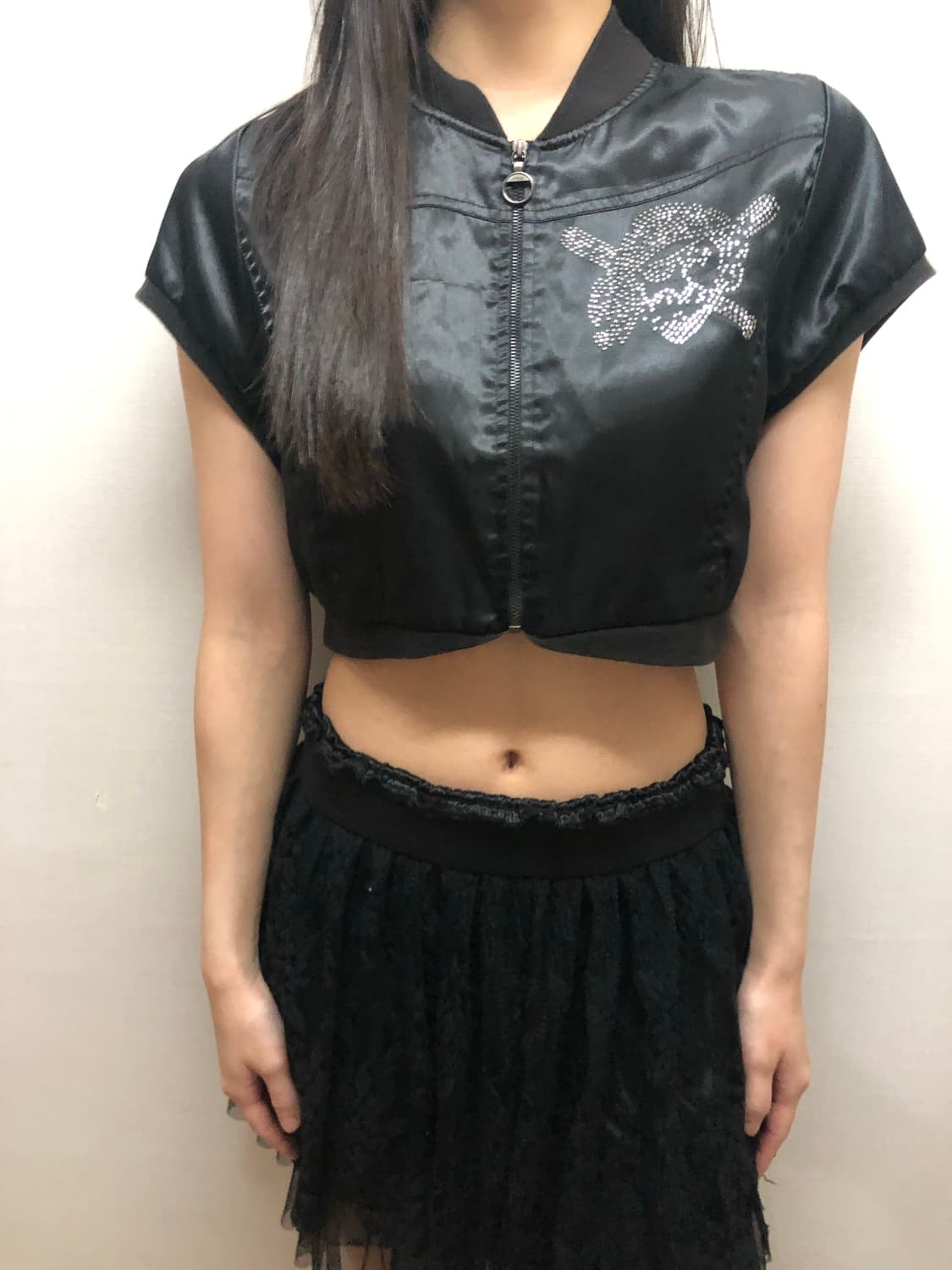 빈티지 mlb 블랙 스컬 크롭 점퍼 상품이미지3