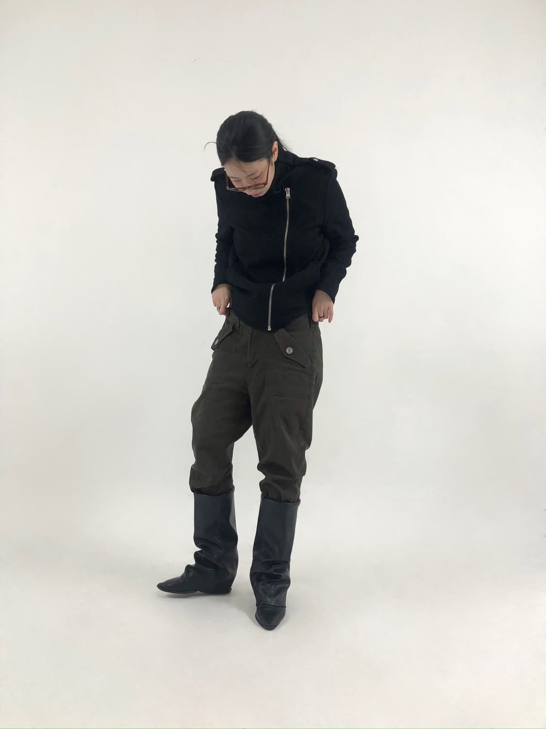 Brown Midi Button Pants 상품이미지1