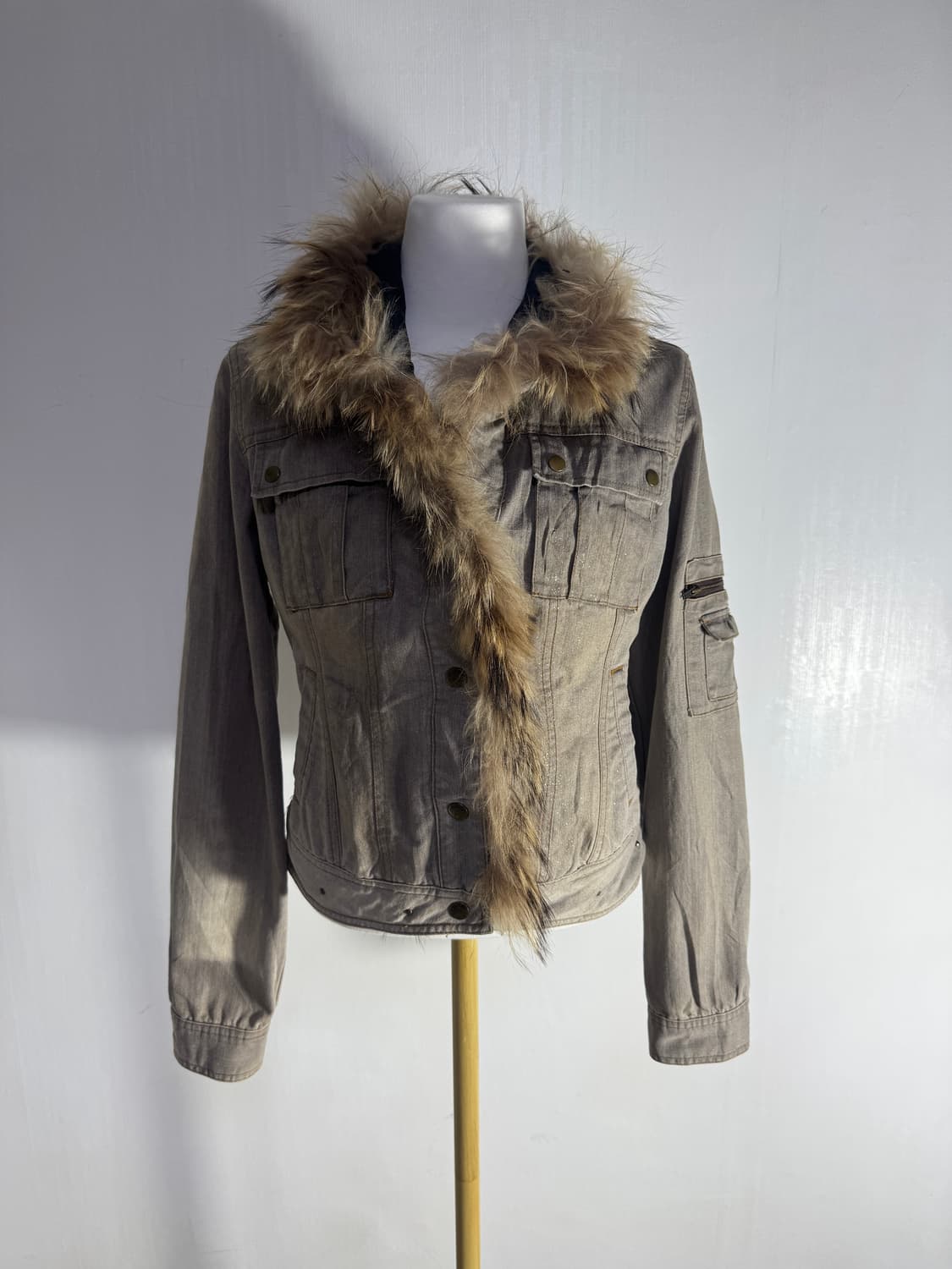 Clichy 머드 워싱 퍼 트리밍 트러커 자켓 y2k lgb goa  상품이미지1