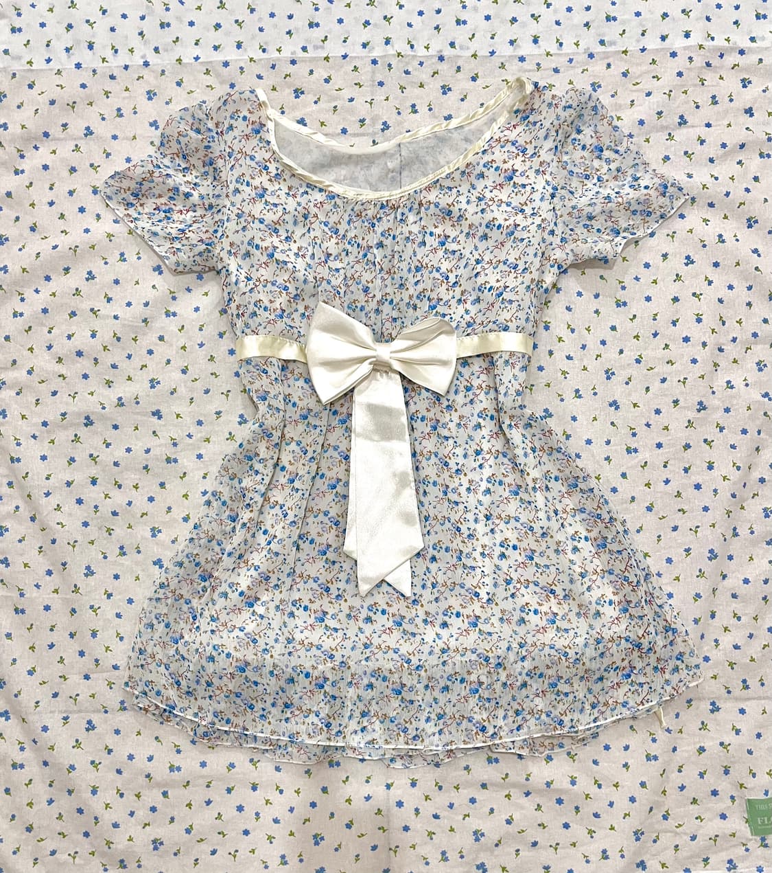 빈티지 모리걸 하구미 페어리 아오이유우 리본 플라워 블라우스원피스코코모리 상품이미지1