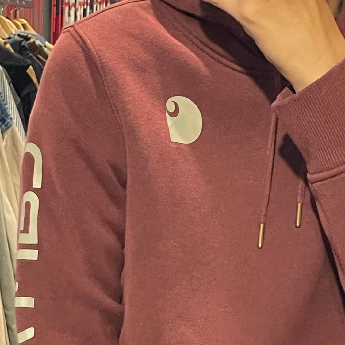 [IM] carhartt 칼하트 사이드 레터링 버건디 후드 상품이미지6