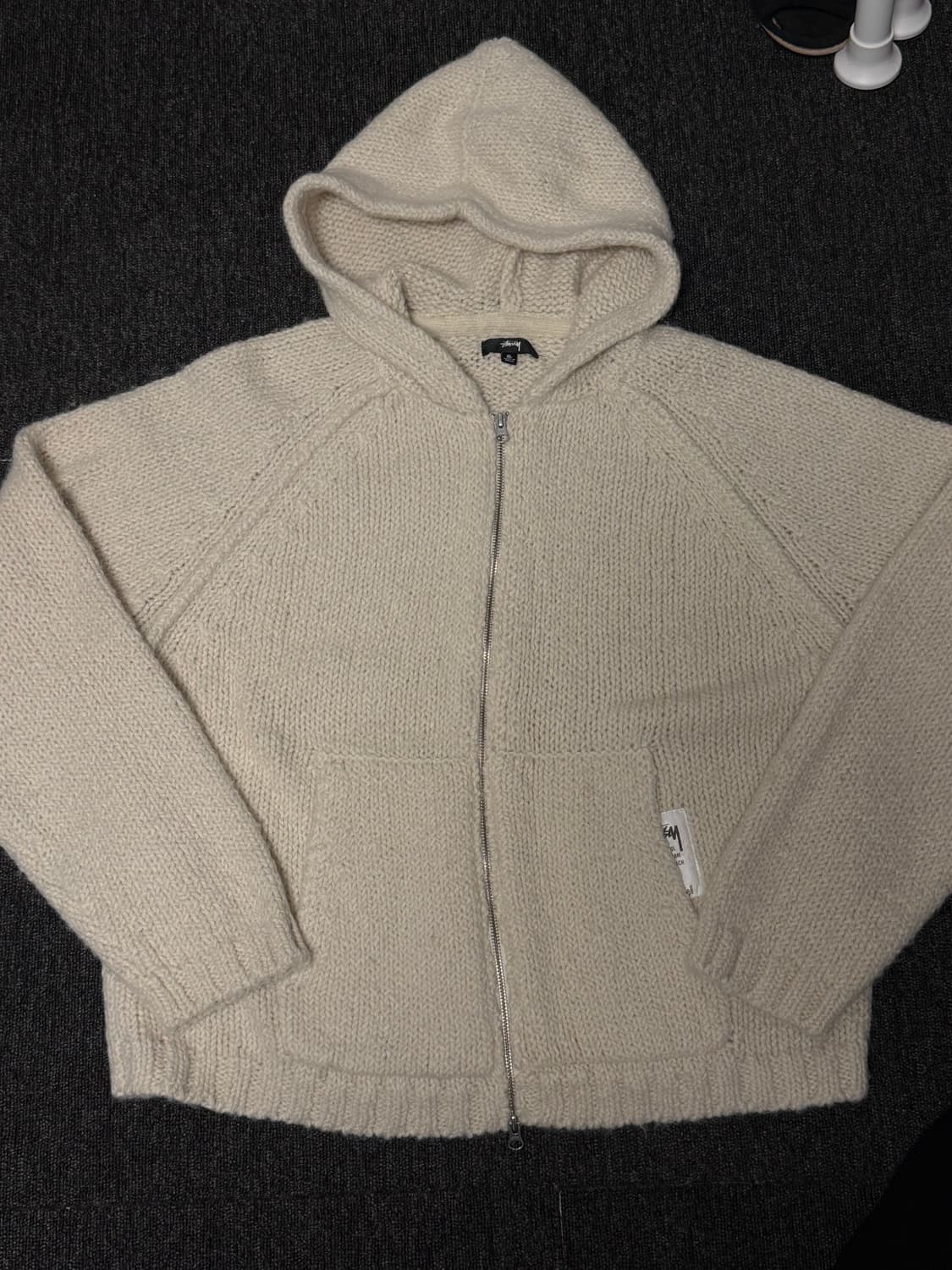 [XL] 스투시 청키 니트 후드 집업 아이보리 상품이미지1