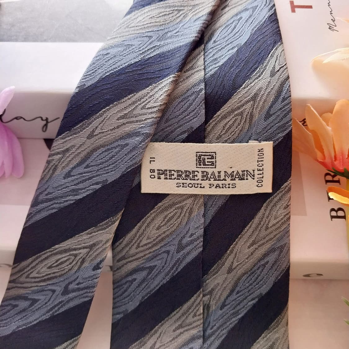 발망 실크 네이비 스트라이프 넥타이 8.1cm A~B등급  K1408
 상품이미지6