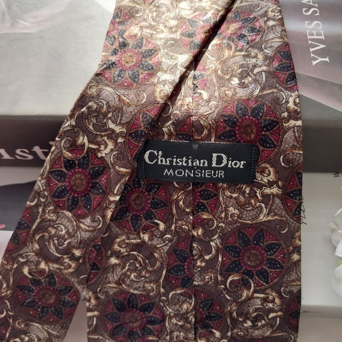 크리스찬 디올 브라운 바로크 패턴 넥타이 9.6cm A+등급 K1536
 상품이미지7