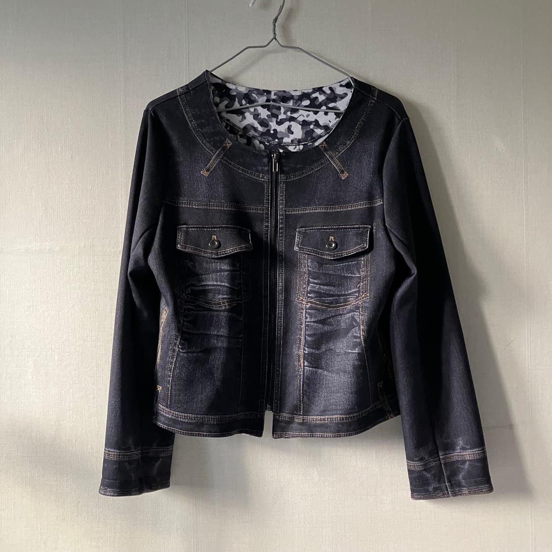 데님 패턴 빈티지 자켓 상품이미지1