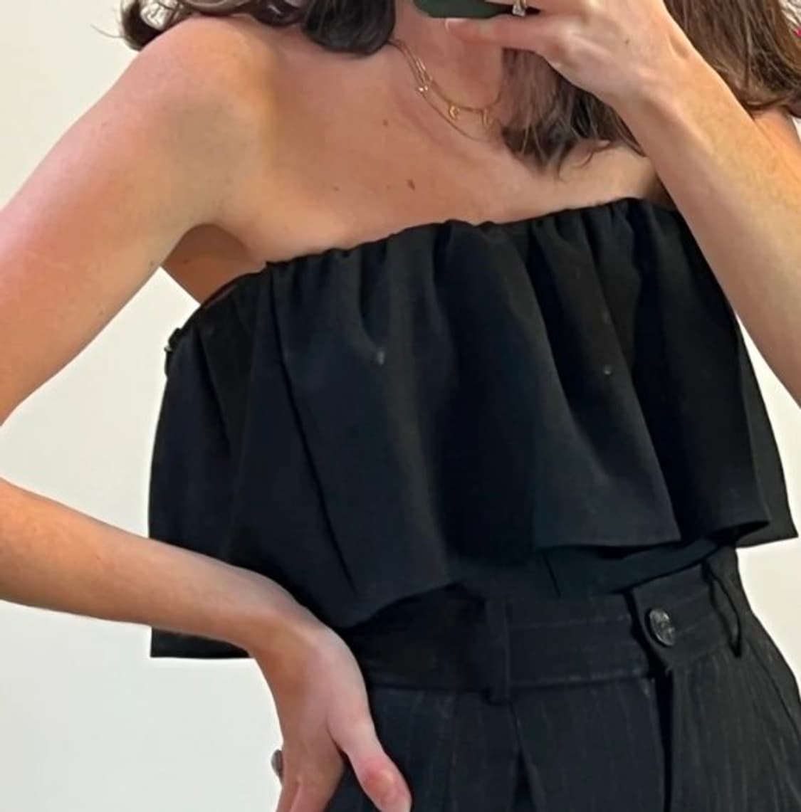  zara 오프숄더 러플 블라우스 탑 나시 슬리브 크롭탑  M 상품이미지2