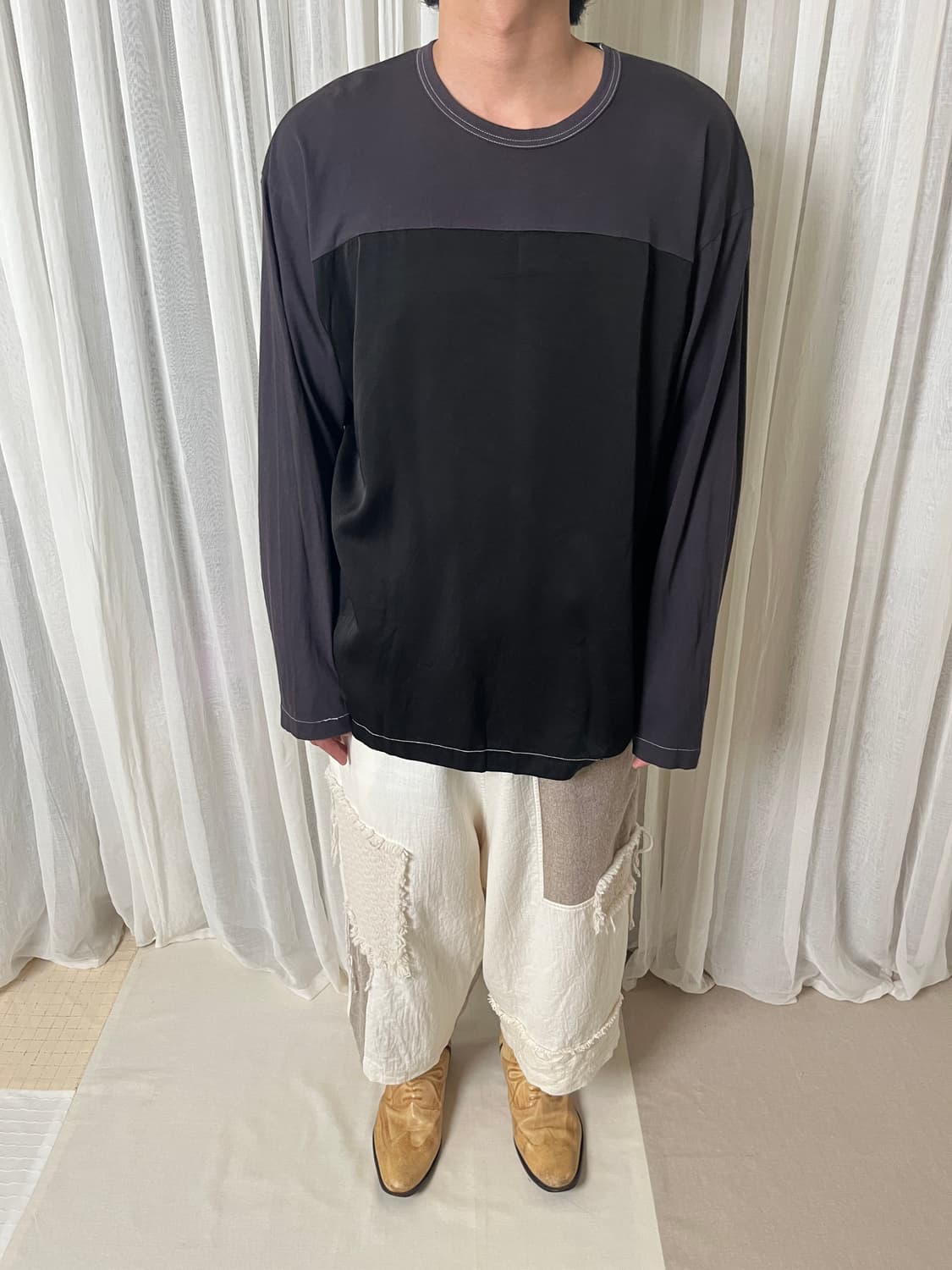 90s 꼼데가르송 옴므 컬러블럭 티셔츠 comme des garcons 상품이미지9