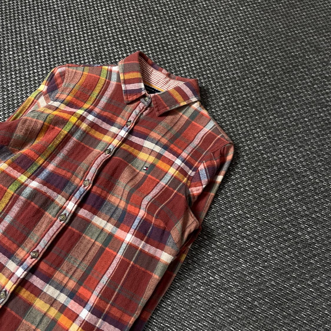 타미힐피거 빈티지 오렌지 멀티 배색 체크 긴팔셔츠 레귤러핏 2 상품이미지5