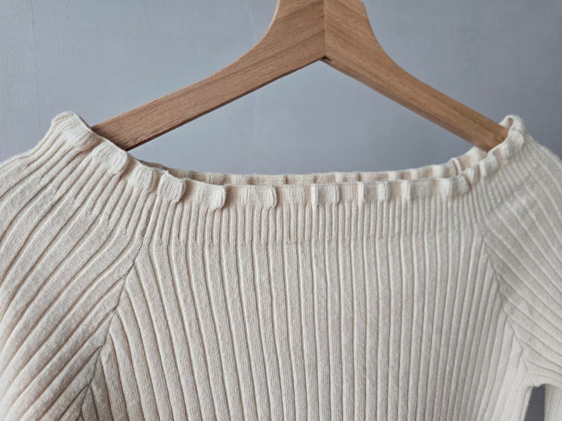 FREE'S MART Cream Ribbed Boat Neck Knit 상품이미지2
