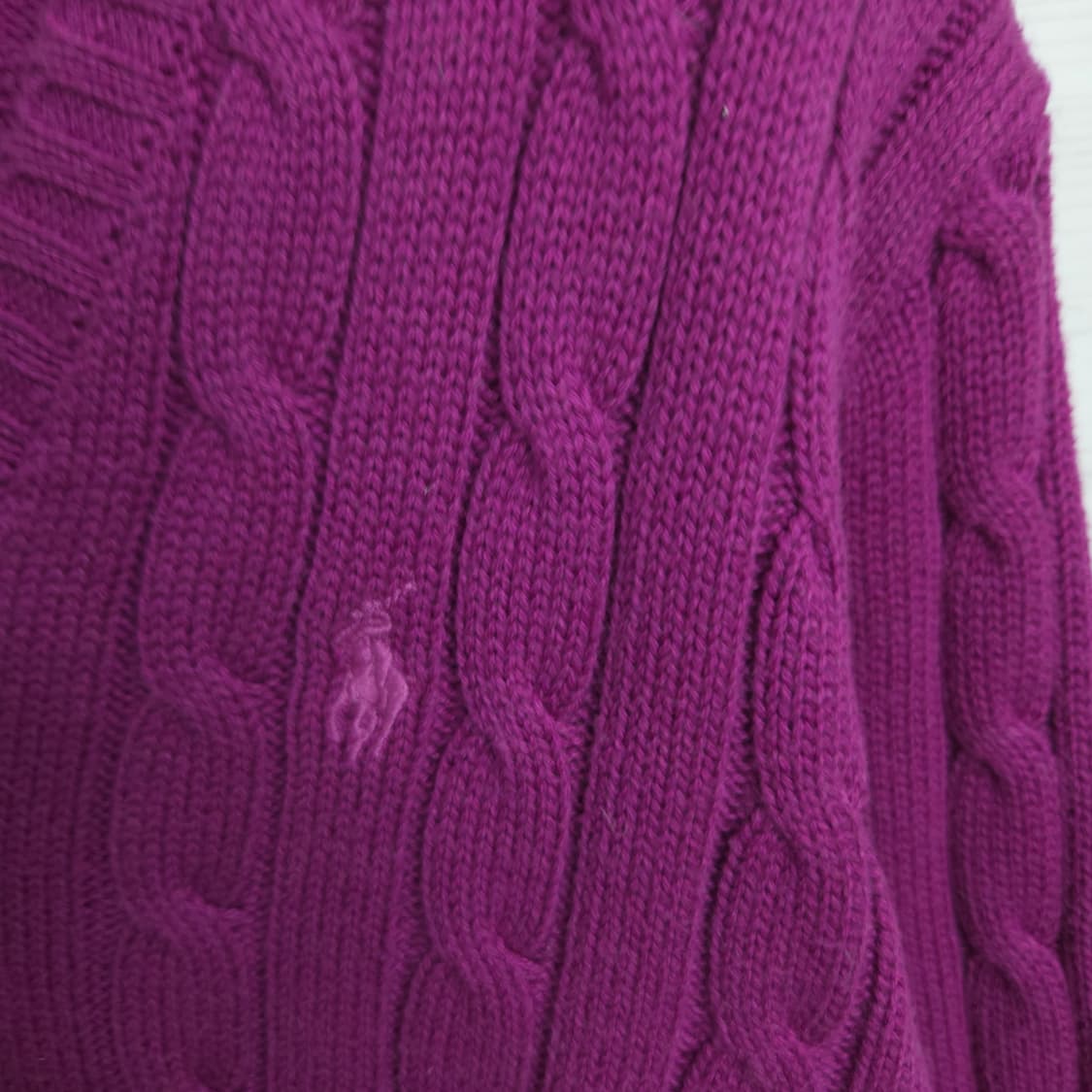 여 M 폴로랄프로렌 꽈배기 긴팔 브이넥 니트  상품이미지3