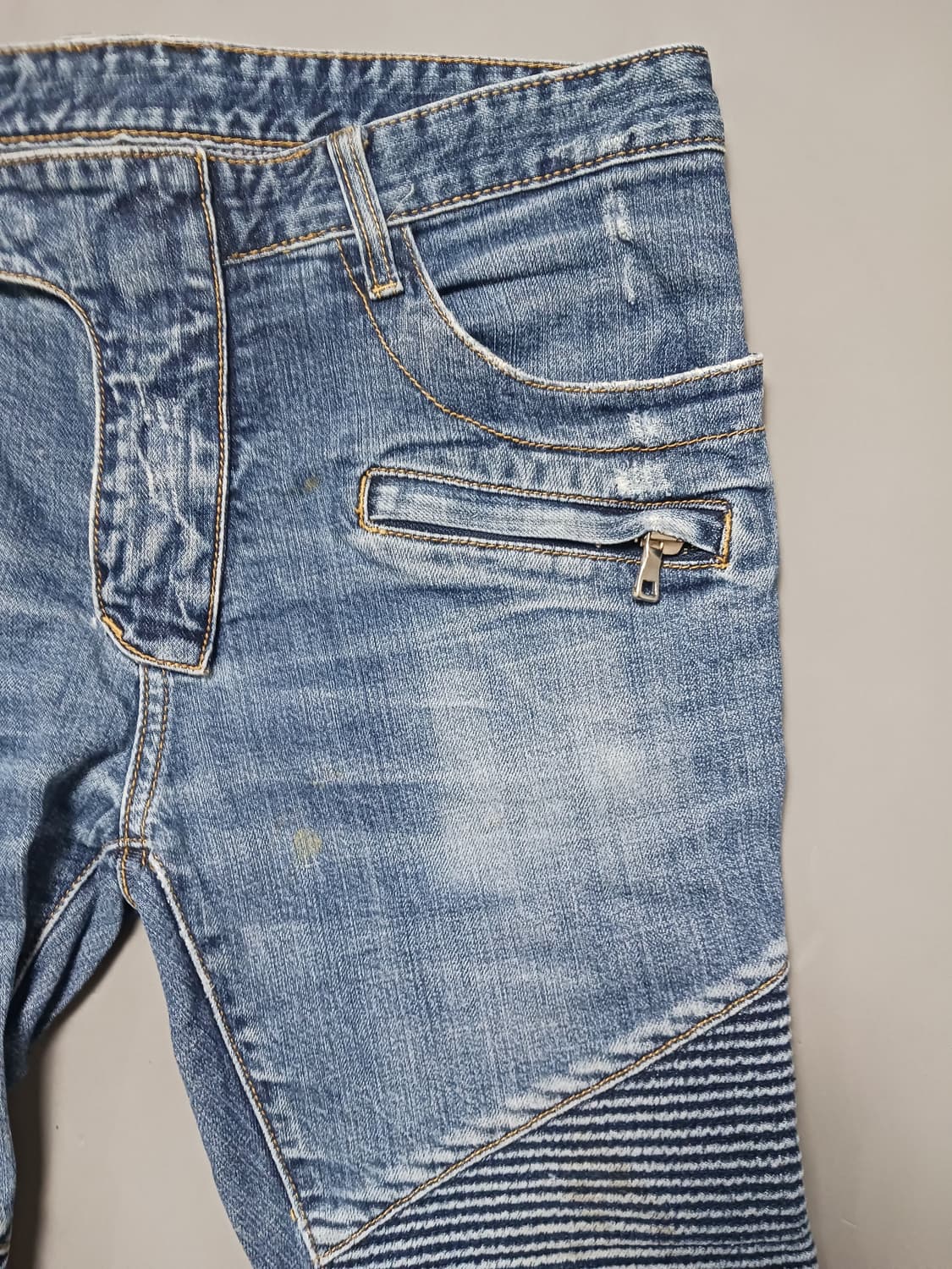 [33] 발망 스티치덧댐 바이커진 청바지 상품이미지4