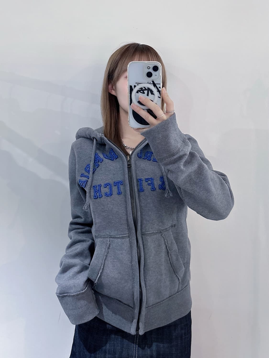 아베크롬비 그레이 빅로고 헤비스웻 후드집업 상품이미지2