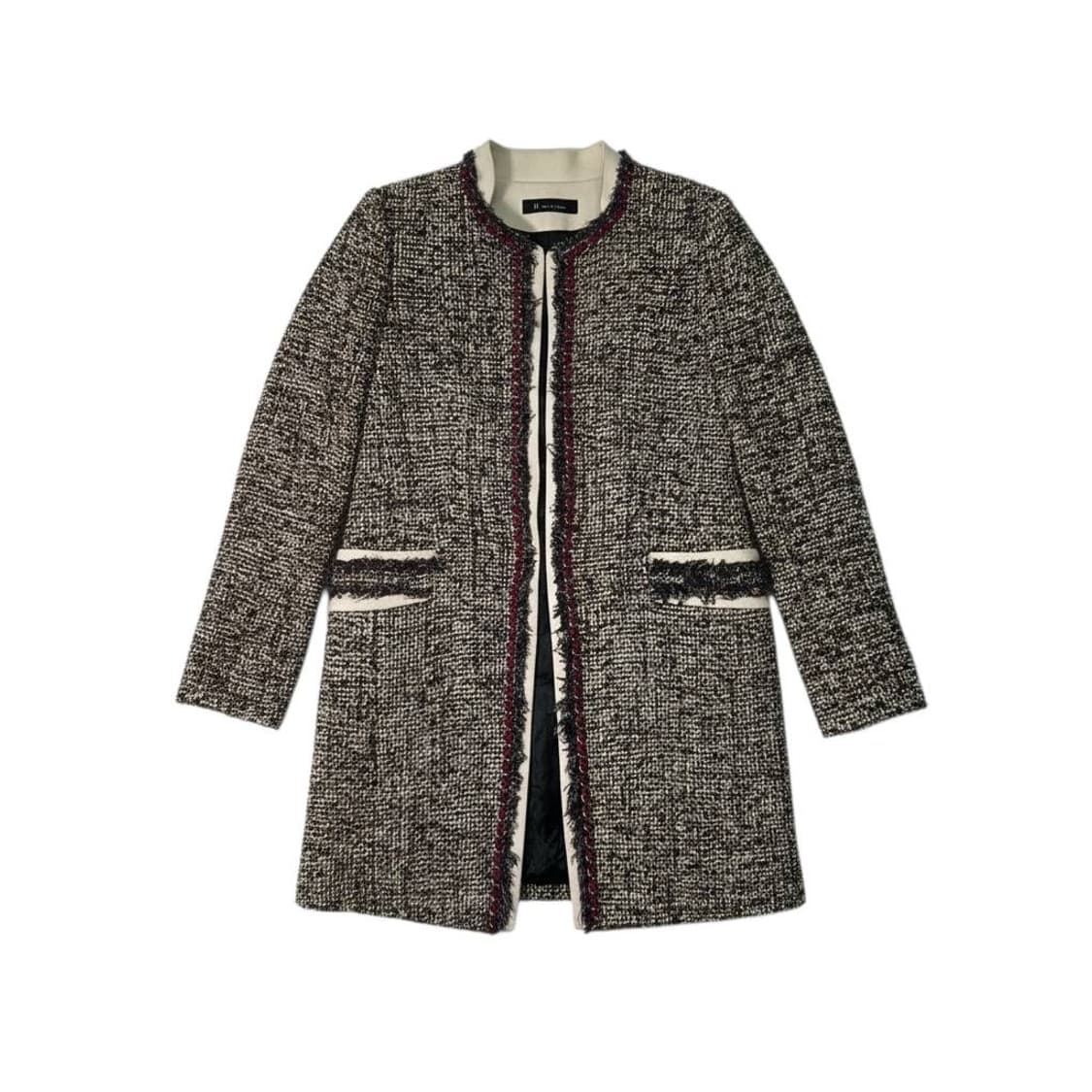 잇미샤 트위드 노카라 롱 코트 상품이미지1