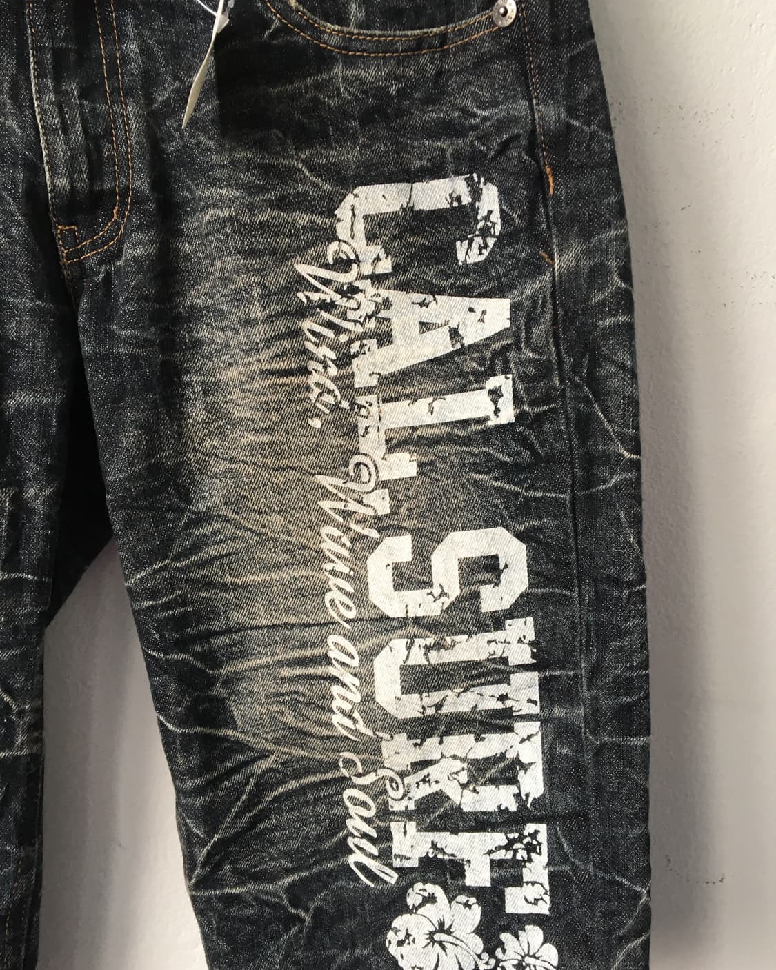 Back wing printing washing half denim pa 상품이미지6