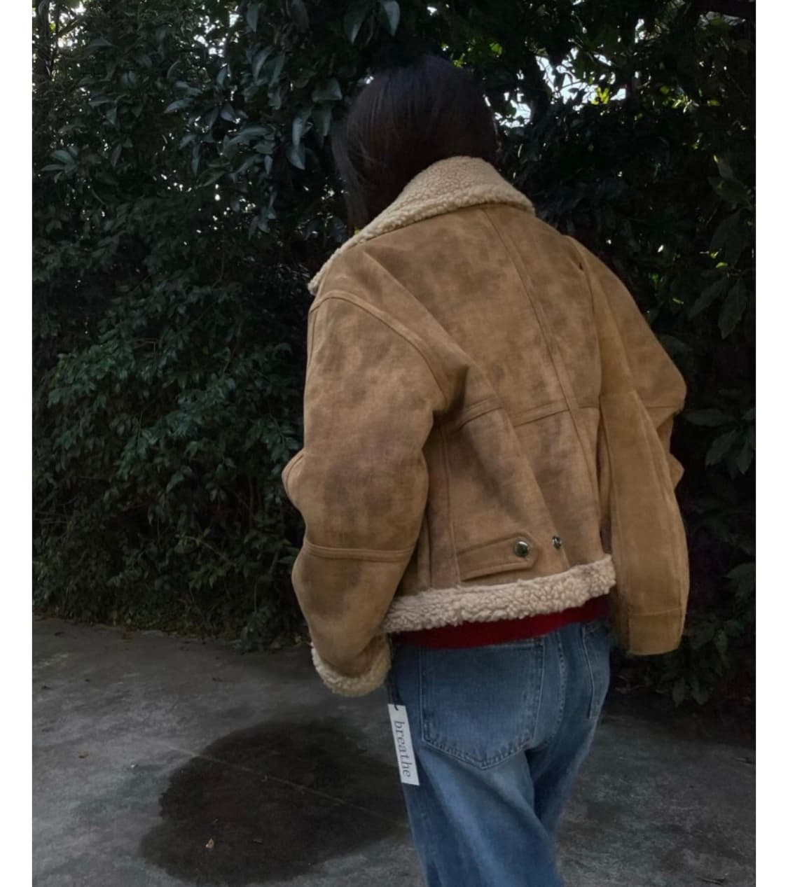 breathe 브리드 크랙 무스탕 카멜 상품이미지6