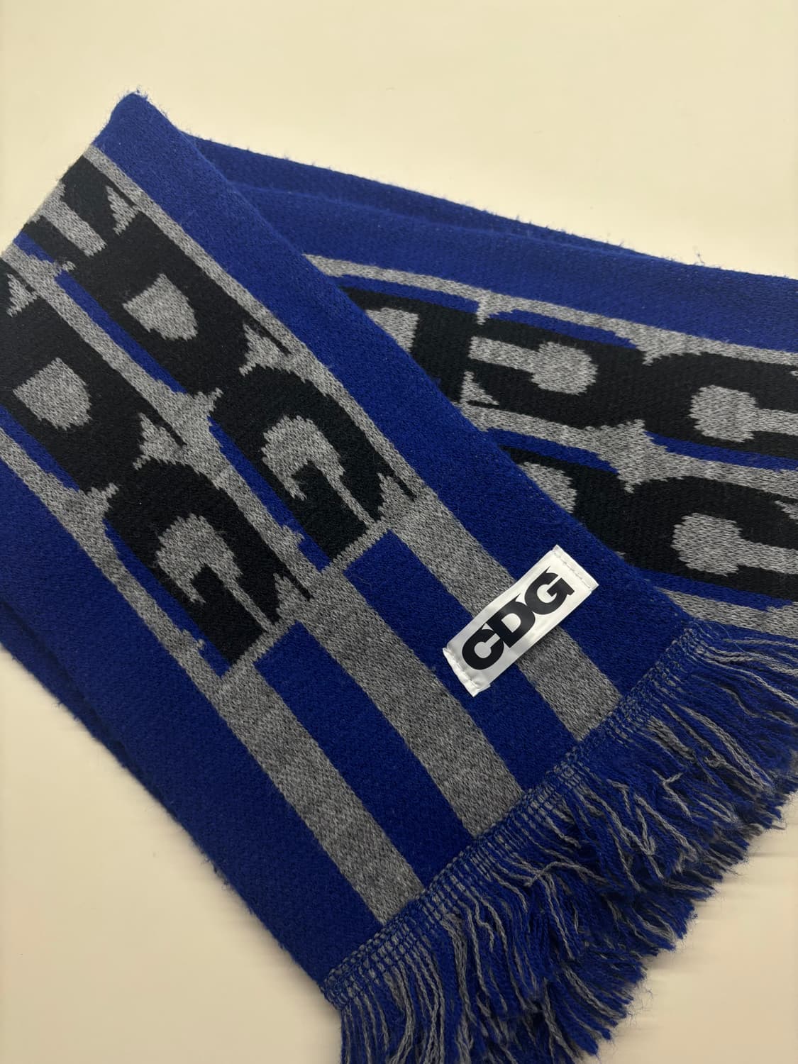 CDG 꼼데가르송 로고 체크 머플러 블루 상품이미지2