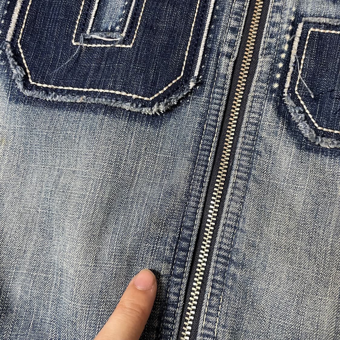 후부 빅로고 배색 후드 데님 자켓 S 상품이미지4