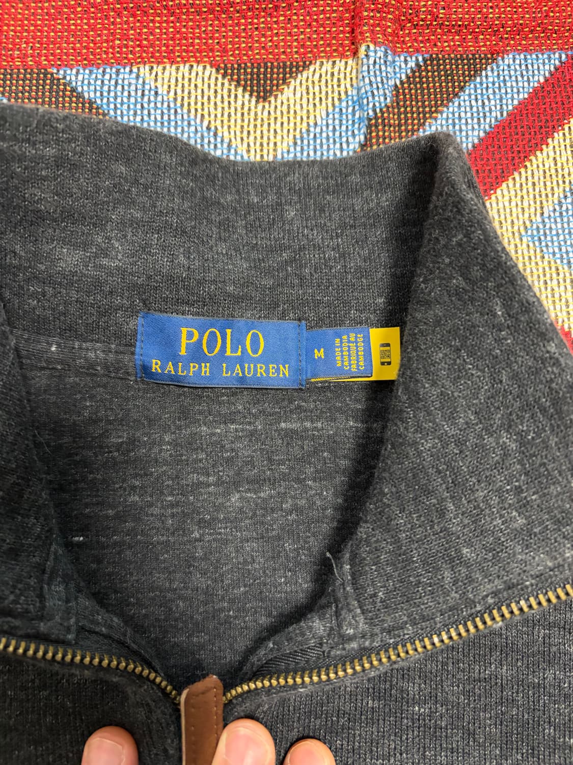 M) 폴로 랄프로렌 반집업 풀오버 코튼 니트 그레이 큐알탭 상품이미지4
