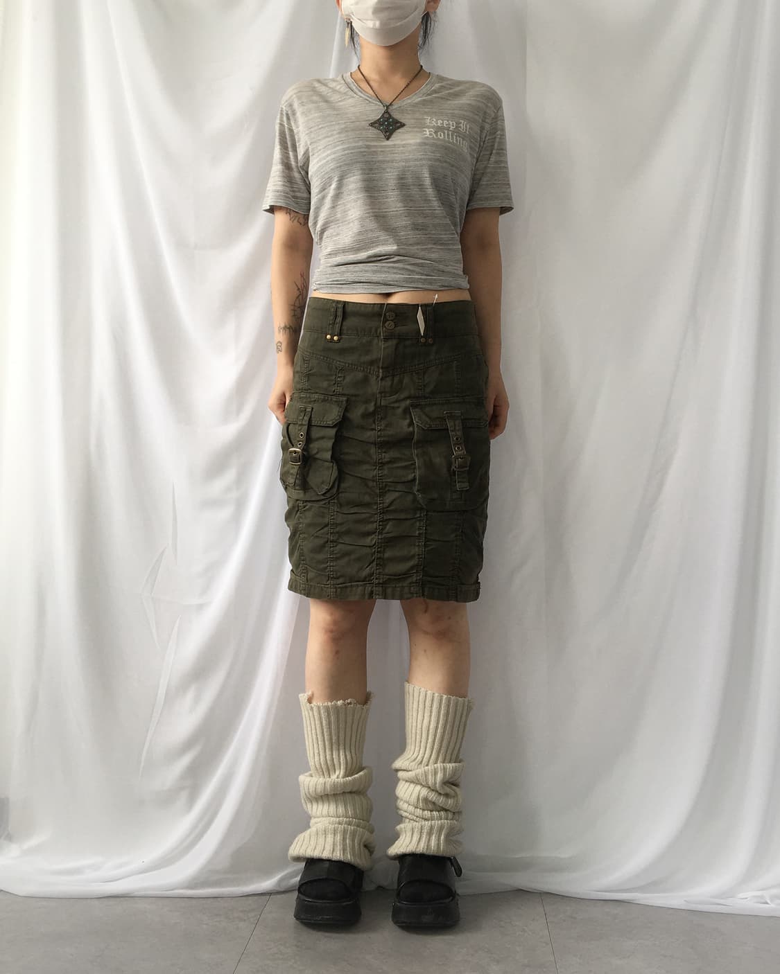 Avirex shirring pocket point skirt 상품이미지5
