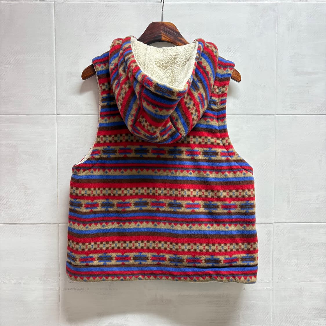 패턴 후리스 플리스 리버서블 후드 베스트 JPN 상품이미지2